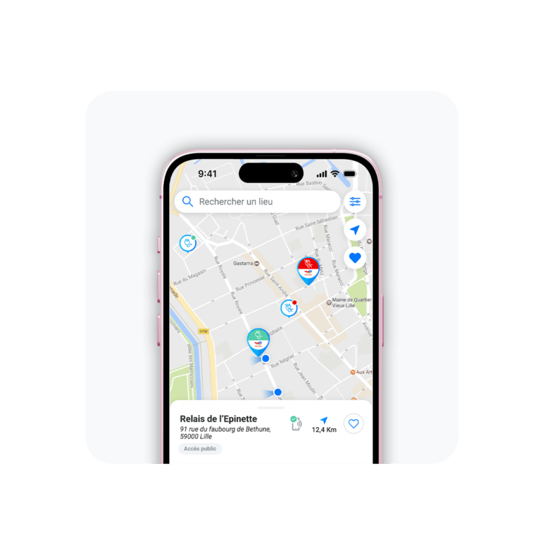 Visuel qui met en avant la map présente sur l'application Charge+