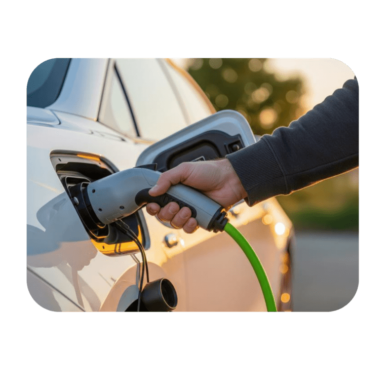 Personne qui charge son véhicule électrique en station totalenergies